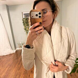 Cream Quilted Lightweight Open Front Jacket